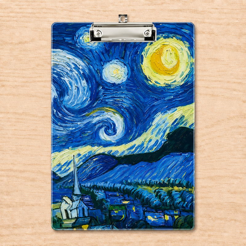 Van Gogh Acrylic Paper Clipboard for Teachers | Durable Clear Clipboard for Office & School Supplies