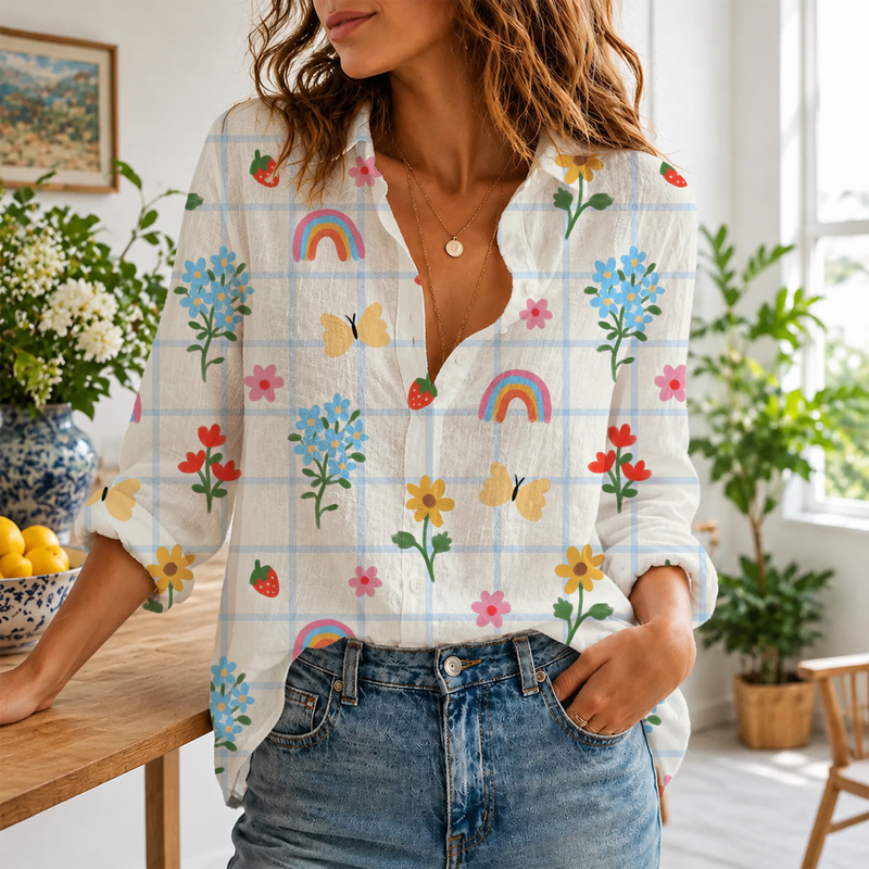 Rainbow Garden Women Blouse Shirt | Gift For Nature Lovers
