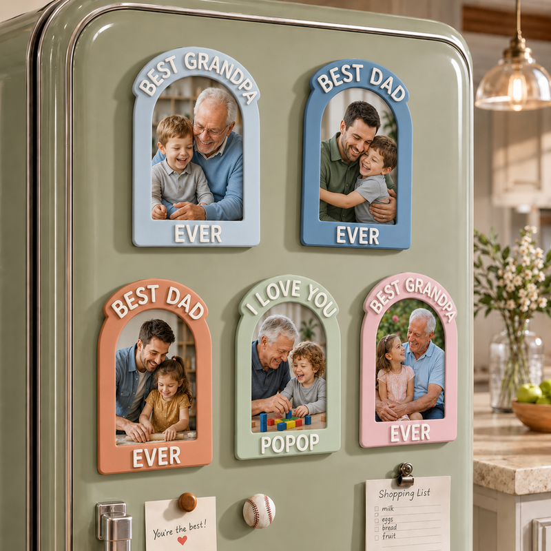Personalized Father’s Day Photo Magnet – Fridge Frame Gift from Kids