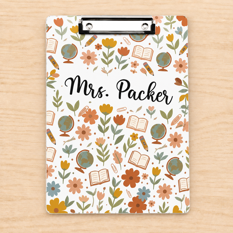 Flowers Acrylic Paper Clipboard | Gift for Teachers | Durable Clear Clipboard for Office & School Supplies