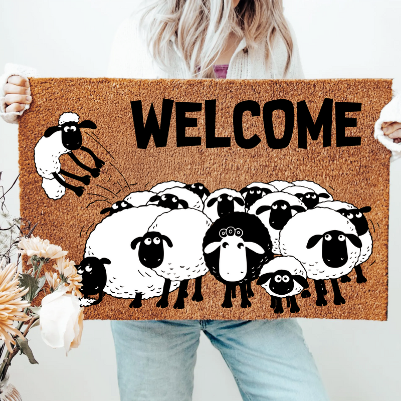 Funny Sheep Welcome Doormat | Gift For Farmhouse Decor Lovers
