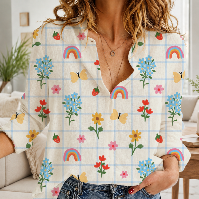 Rainbow Garden Women Blouse Shirt | Gift For Nature Lovers