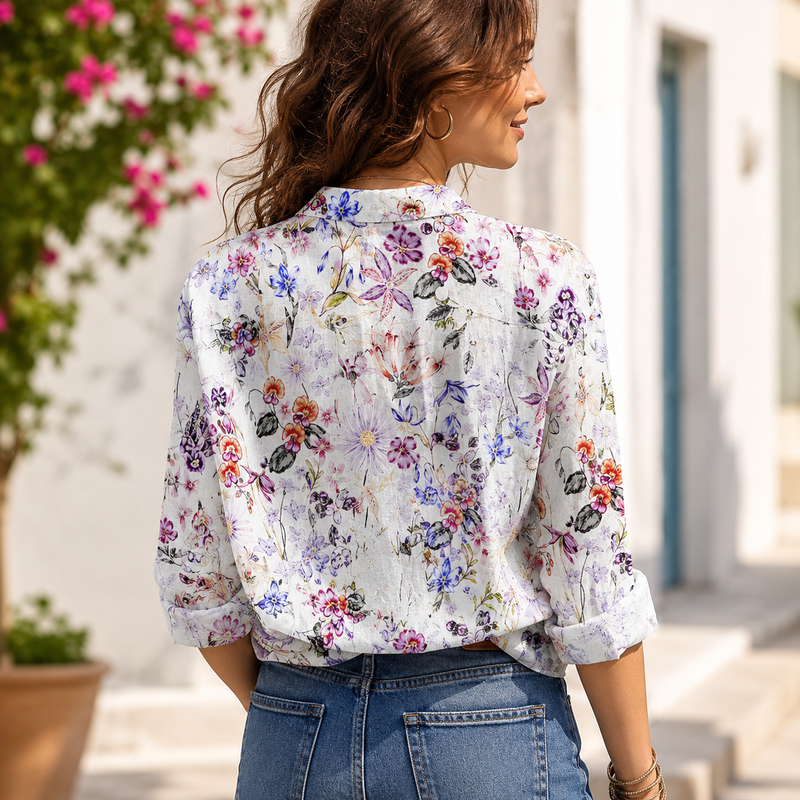 Purple Wildflower Women Blouse Shirt | Gift For Floral Lovers