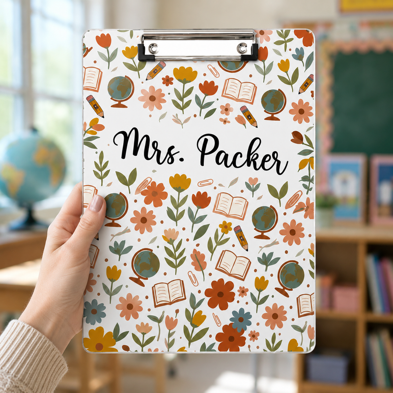 Flowers Acrylic Paper Clipboard | Gift for Teachers | Durable Clear Clipboard for Office & School Supplies
