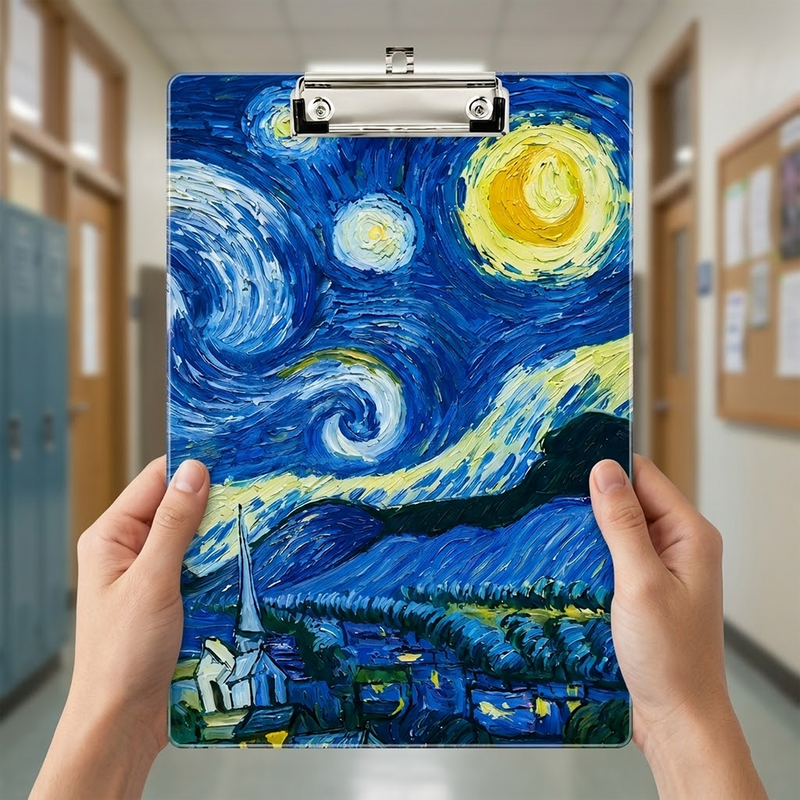 Van Gogh Acrylic Paper Clipboard for Teachers | Durable Clear Clipboard for Office & School Supplies