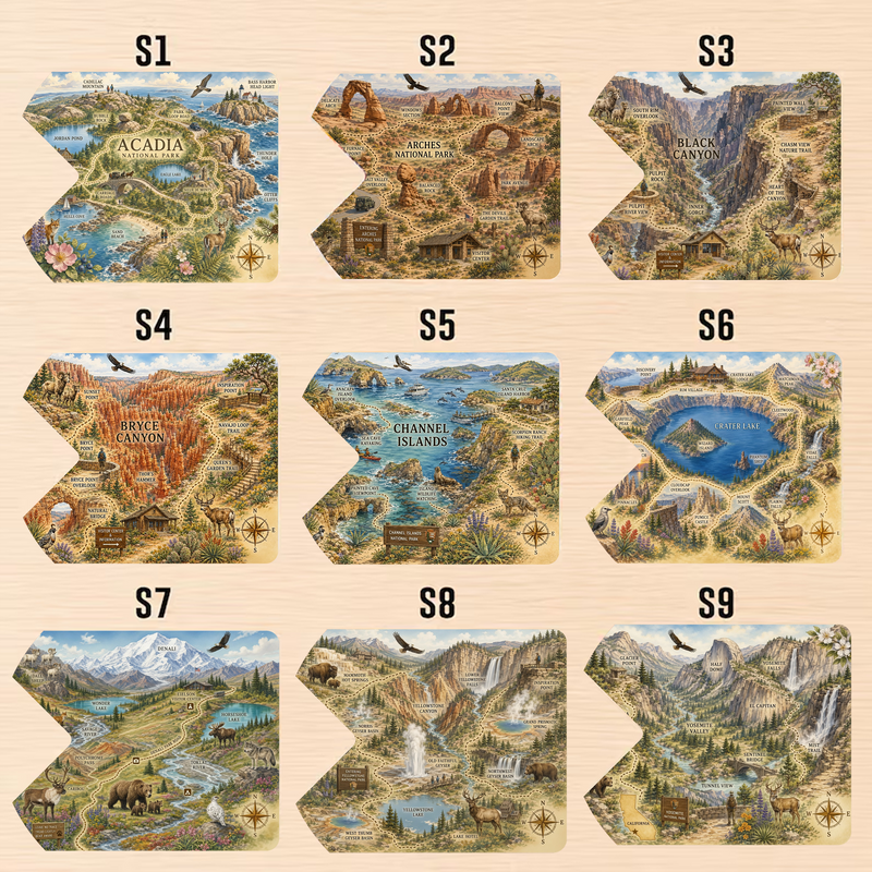 Personal National Park Map Pass Sleeve | Gifts for Hikers & Camp Lovers | Pass Protector