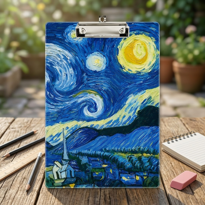 Van Gogh Acrylic Paper Clipboard for Teachers | Durable Clear Clipboard for Office & School Supplies
