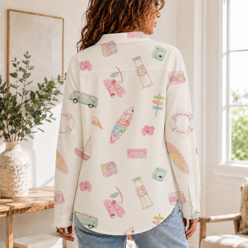 Surfer Girl Women Blouse Shirt | Gift For Beach Lovers