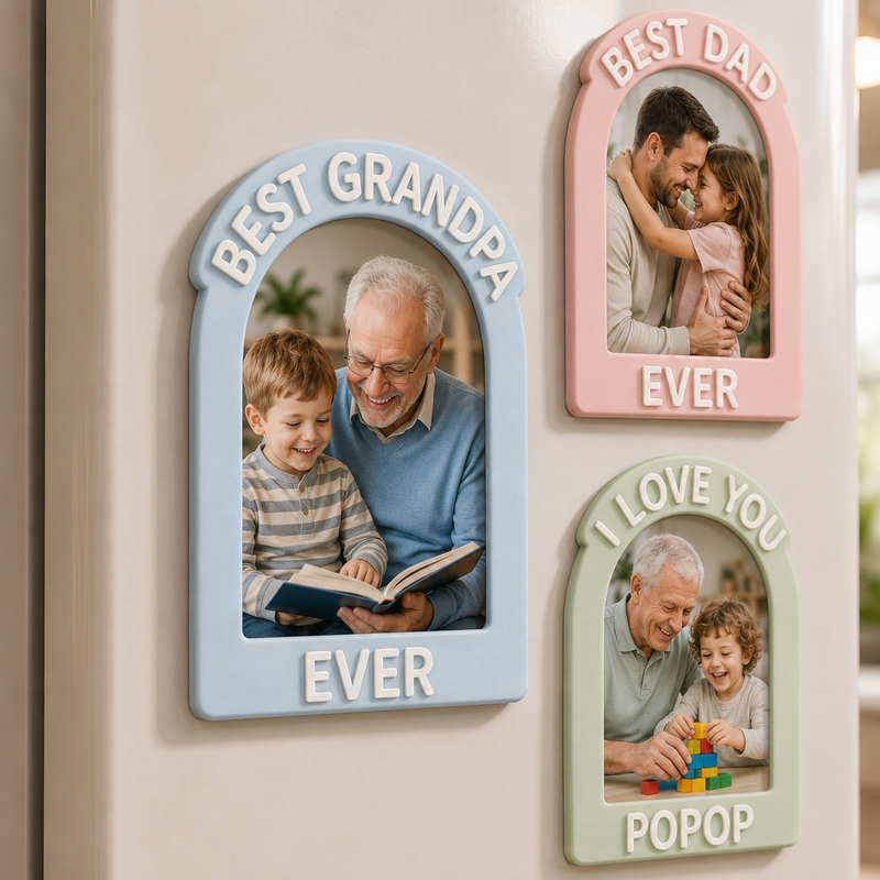 Personalized Father’s Day Photo Magnet – Fridge Frame Gift from Kids