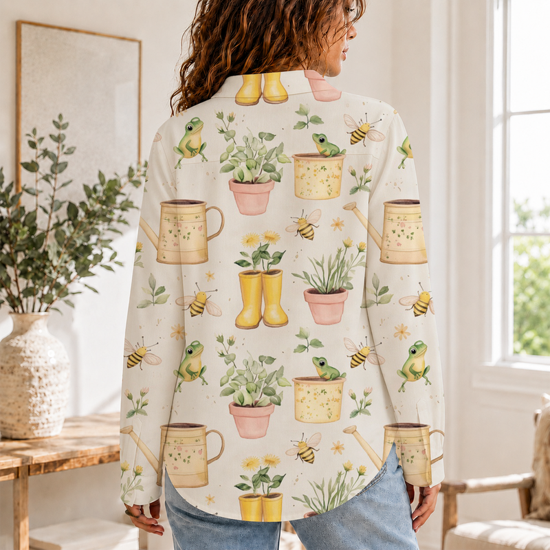 Garden Frog Bee Women Blouse Shirt | Gift For Nature Lovers