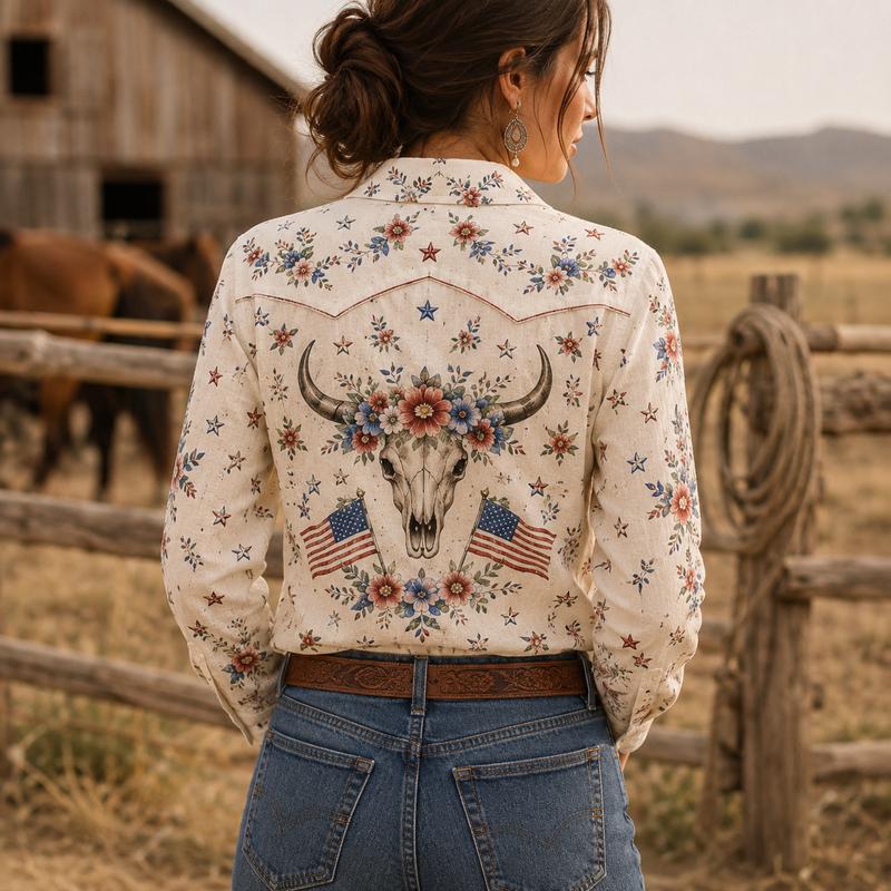 Western America 250 Women Blouse Shirt | Gift For Patriotic Women