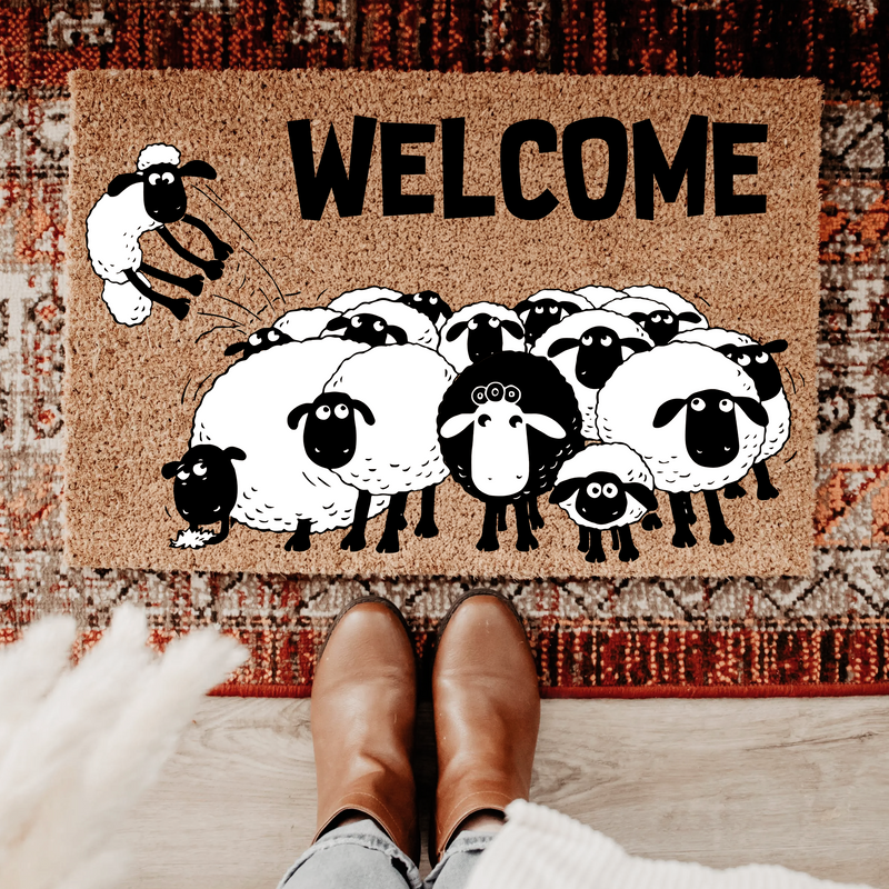 Funny Sheep Welcome Doormat | Gift For Farmhouse Decor Lovers