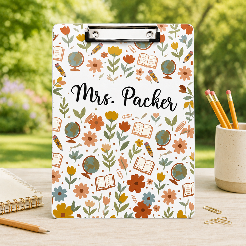 Flowers Acrylic Paper Clipboard | Gift for Teachers | Durable Clear Clipboard for Office & School Supplies
