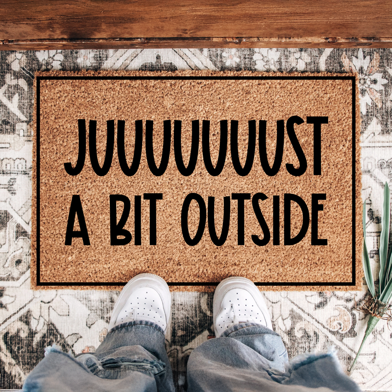 Juuuuust A Bit Outside Doormat | Funny Outdoor Rug For Sports Fans