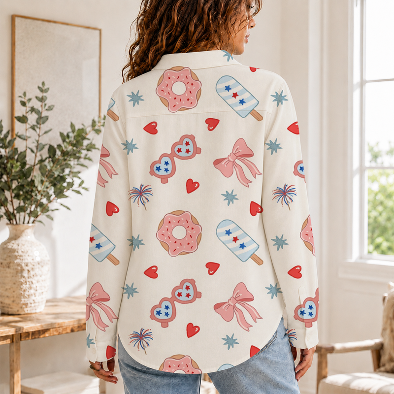 Patriotic Bow Women Blouse Shirt | Gift For 4th of July