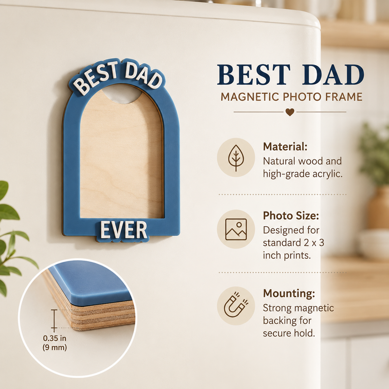 Personalized Father’s Day Photo Magnet – Fridge Frame Gift from Kids