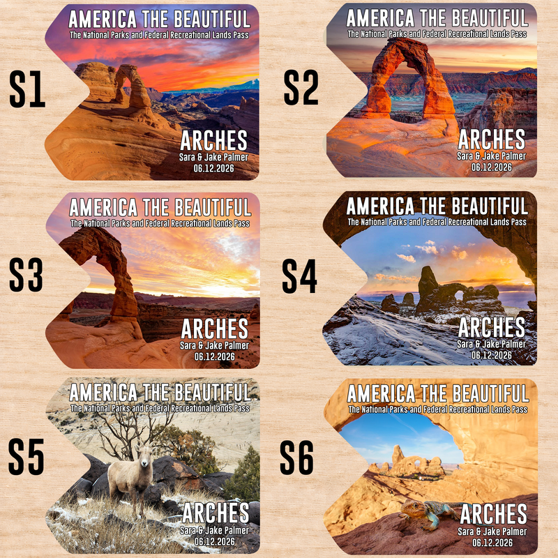 Pack 6 Arches National Park Pass Sleeves – Landscapes & Animals | Gift for Hikers & Travel Lovers