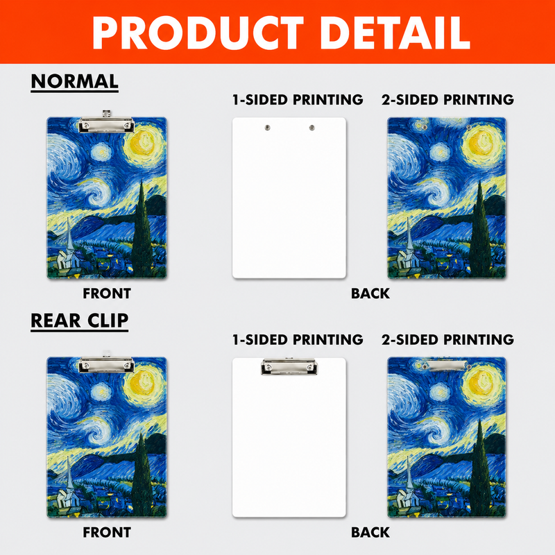 Van Gogh Acrylic Paper Clipboard for Teachers | Durable Clear Clipboard for Office & School Supplies
