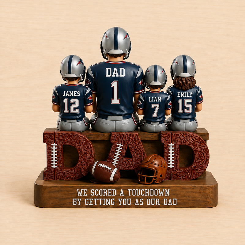 Personalized Football Dad Wooden Block, Father's Day Gift