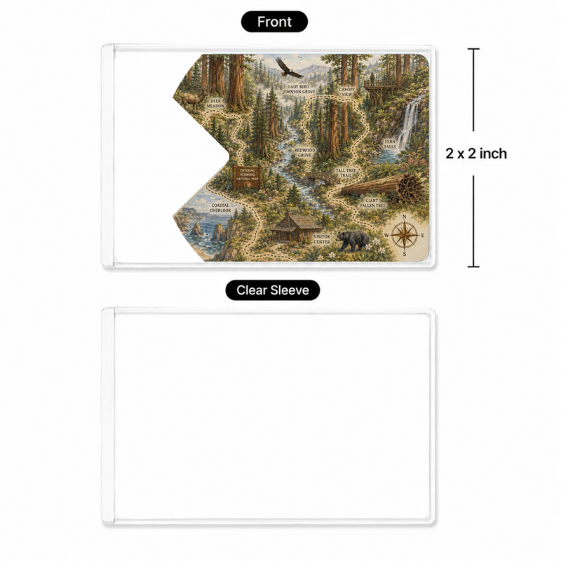 Redwood Map National Park Pass Sleeve | Gift for Hikers & Travel Lovers