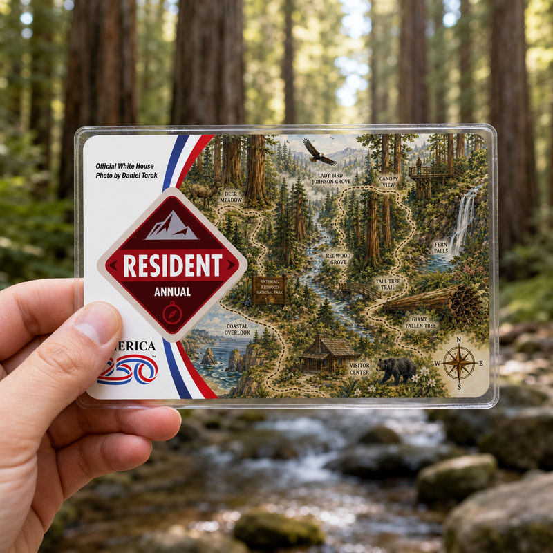 Redwood Map National Park Pass Sleeve | Gift for Hikers & Travel Lovers