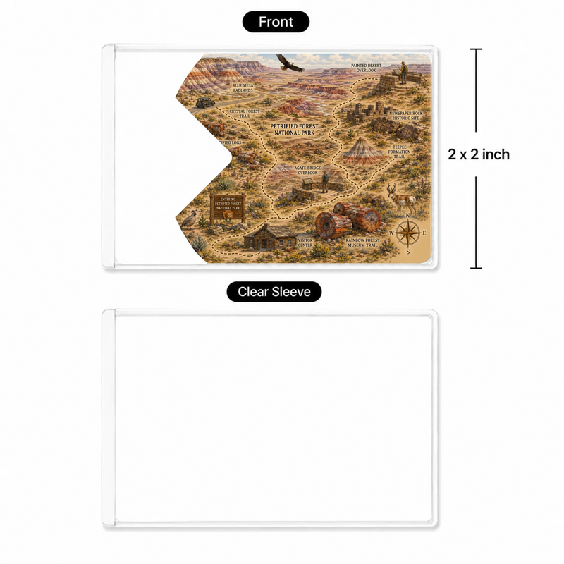 Petrified Forest Map National Park Pass Sleeve | Gift for Hikers & Travel Lovers