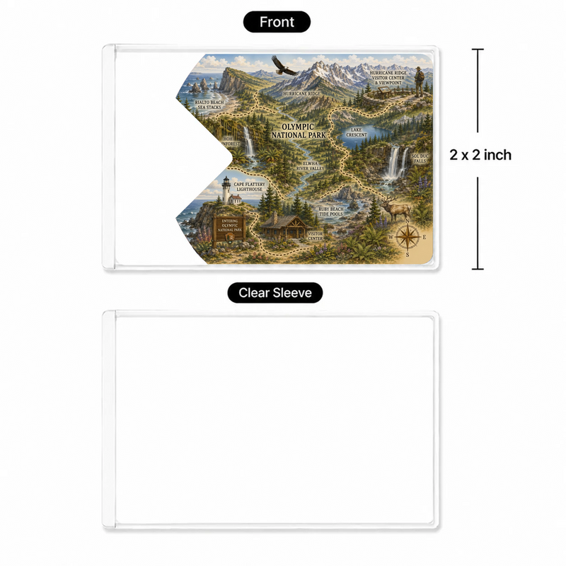 Olympic Map National Park Pass Sleeve | Gift for Hikers & Travel Lovers