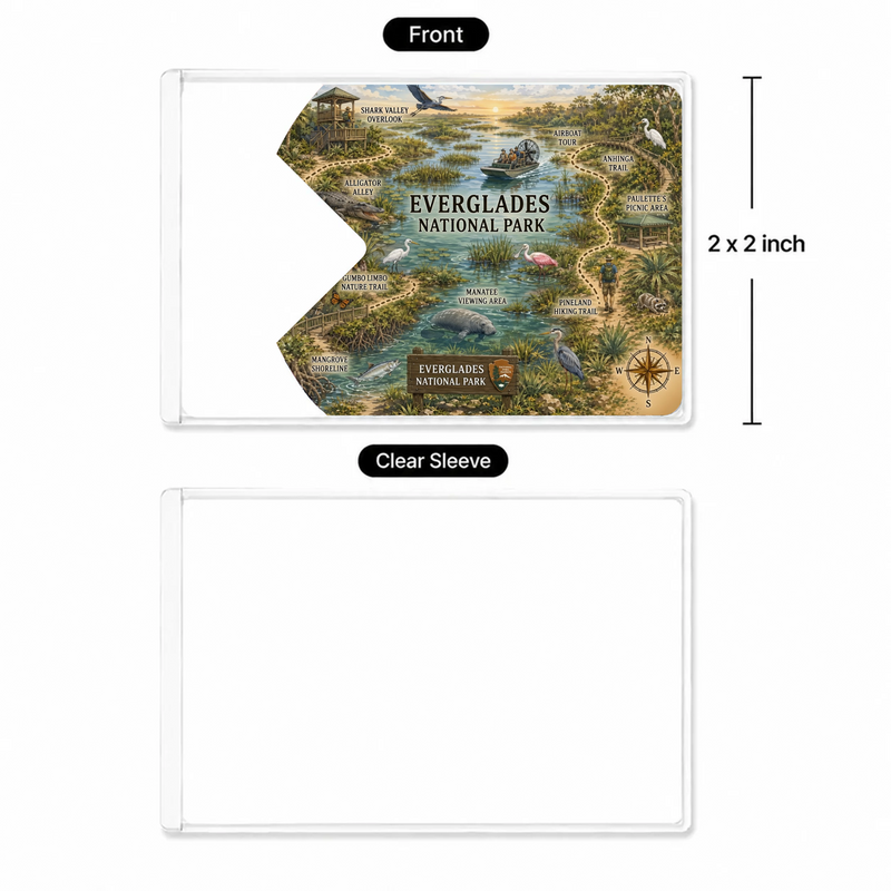 Everglades Map National Park Pass Sleeve | Gift for Hikers & Travel Lovers