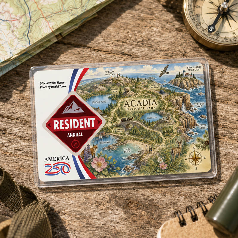 Acadia Map National Park Pass Sleeve | Gift For Hikers & Travel Lovers