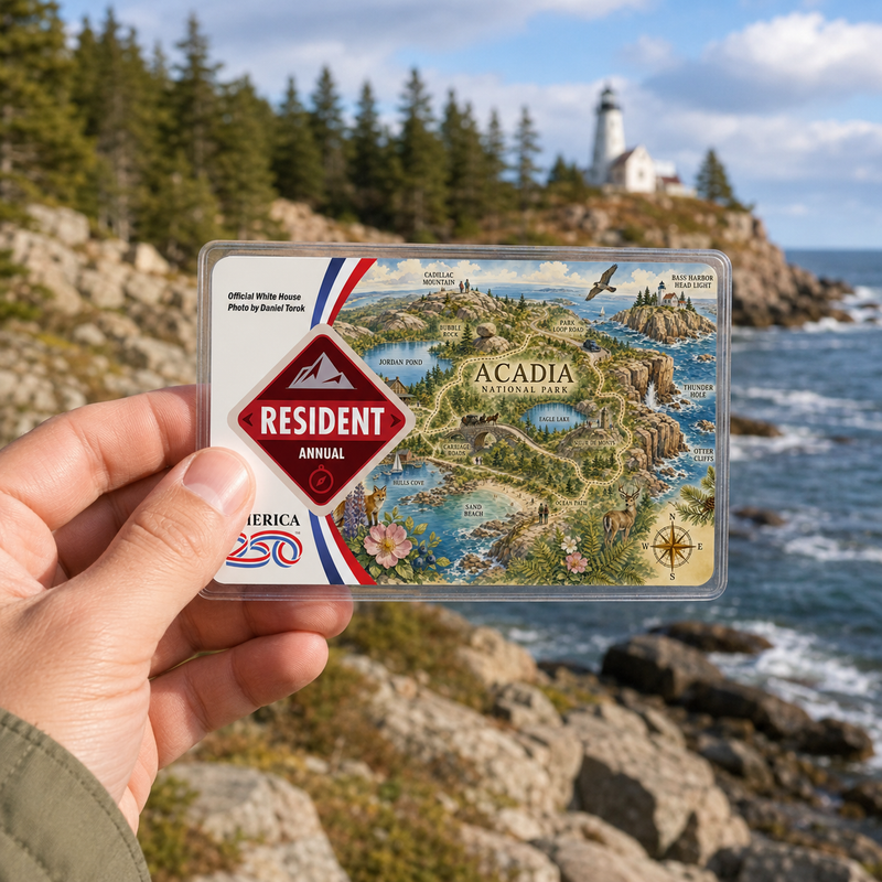 Acadia Map National Park Pass Sleeve | Gift For Hikers & Travel Lovers