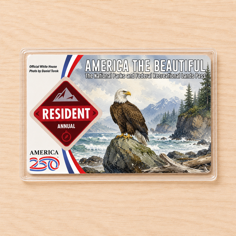 Bald Eagle National Park Pass Sleeve – America the Beautiful Card Cover for Hikers & Travel Lovers