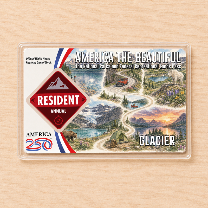 Glacier Map National Park Pass Sleeve – America the Beautiful Card Cover for Hikers & Travel Lovers