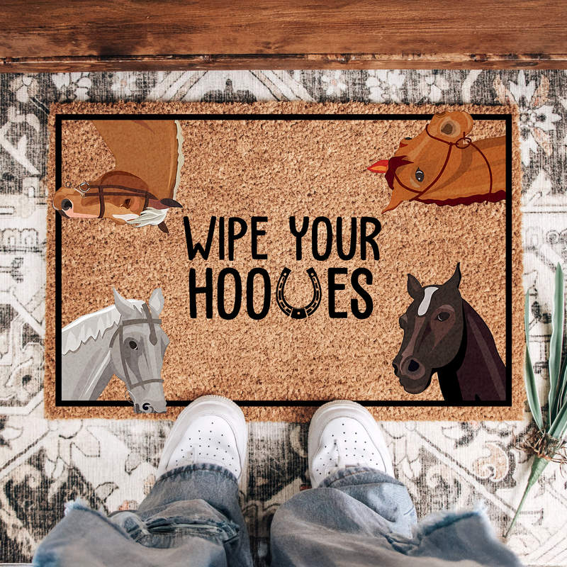 Wipe Your Hooves Horse Doormat | Funny Farmhouse Outdoor Rug For Horse Lovers