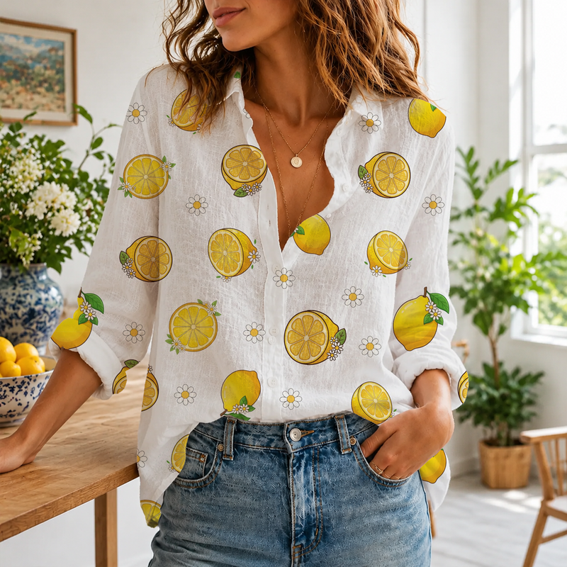 Lemon Daisy Women Blouse Shirt | Gift For Fruit Lovers