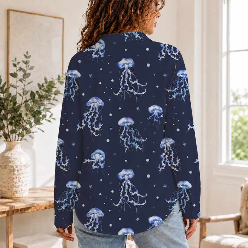 Ocean Jellyfish Beach Summer Blouse Shirt | Gift For Beach Lovers