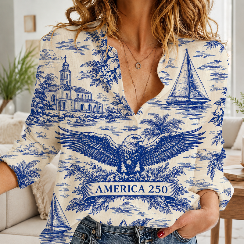 America 250 Eagle 4th Of July Blouse | Patriotic Shirt For Women