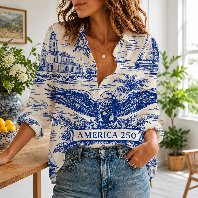 America 250 Eagle 4th Of July Blouse | Patriotic Shirt For Women