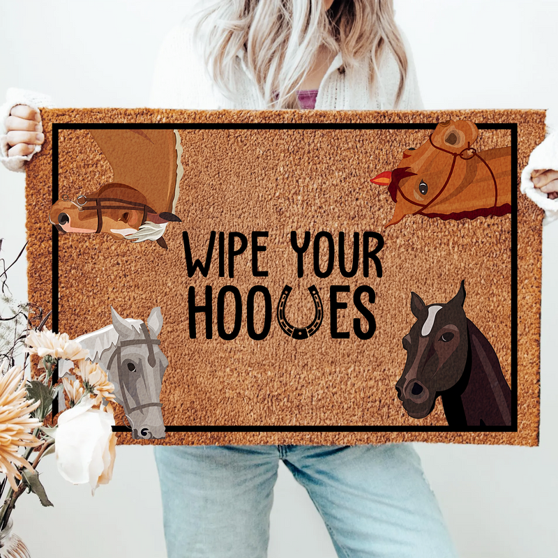 Wipe Your Hooves Horse Doormat | Funny Farmhouse Outdoor Rug For Horse Lovers