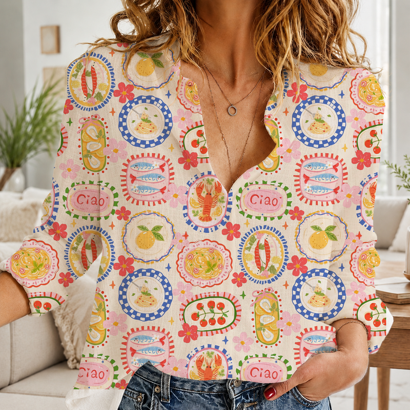 Italian Food Boho Summer Blouse | Gift For Food Lovers