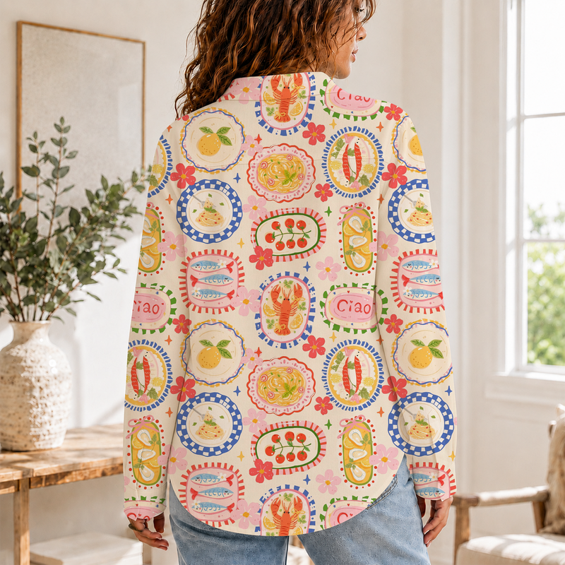 Italian Food Boho Summer Blouse | Gift For Food Lovers