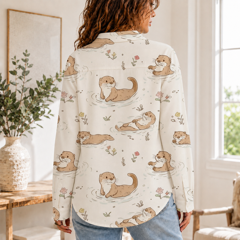 Cute Otter Women Blouse Shirt | Gift For Animal Lovers