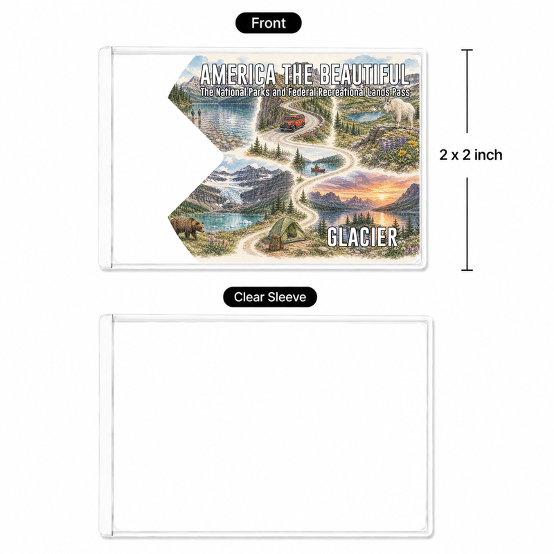 Glacier Map National Park Pass Sleeve – America the Beautiful Card Cover for Hikers & Travel Lovers