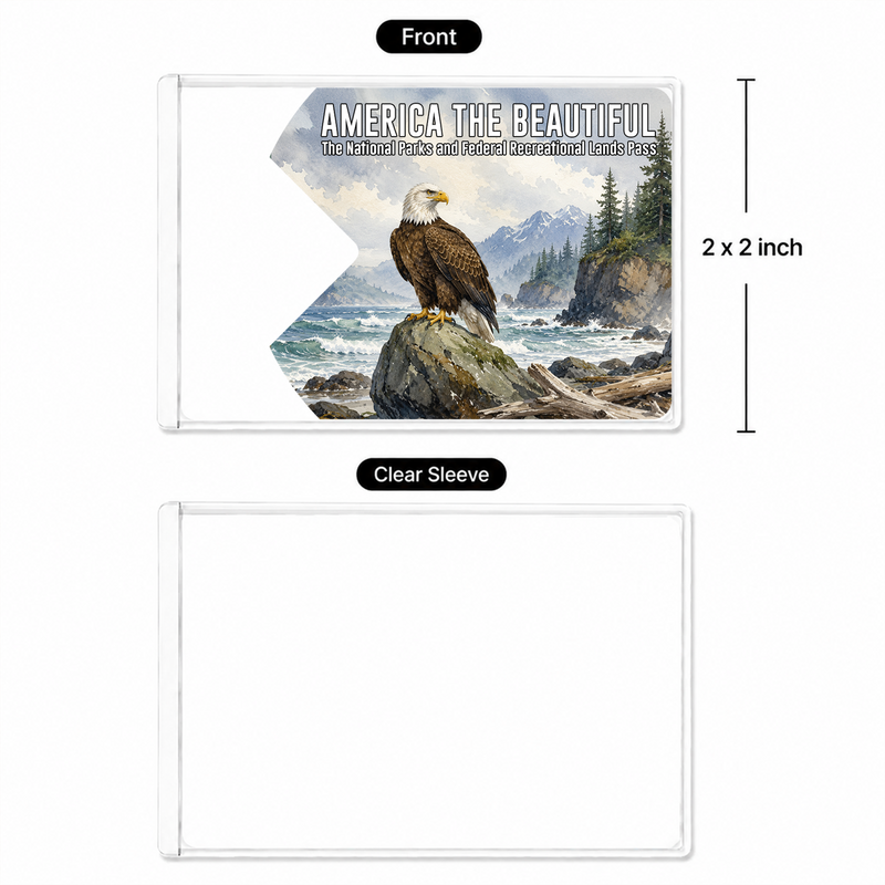Bald Eagle National Park Pass Sleeve – America the Beautiful Card Cover for Hikers & Travel Lovers