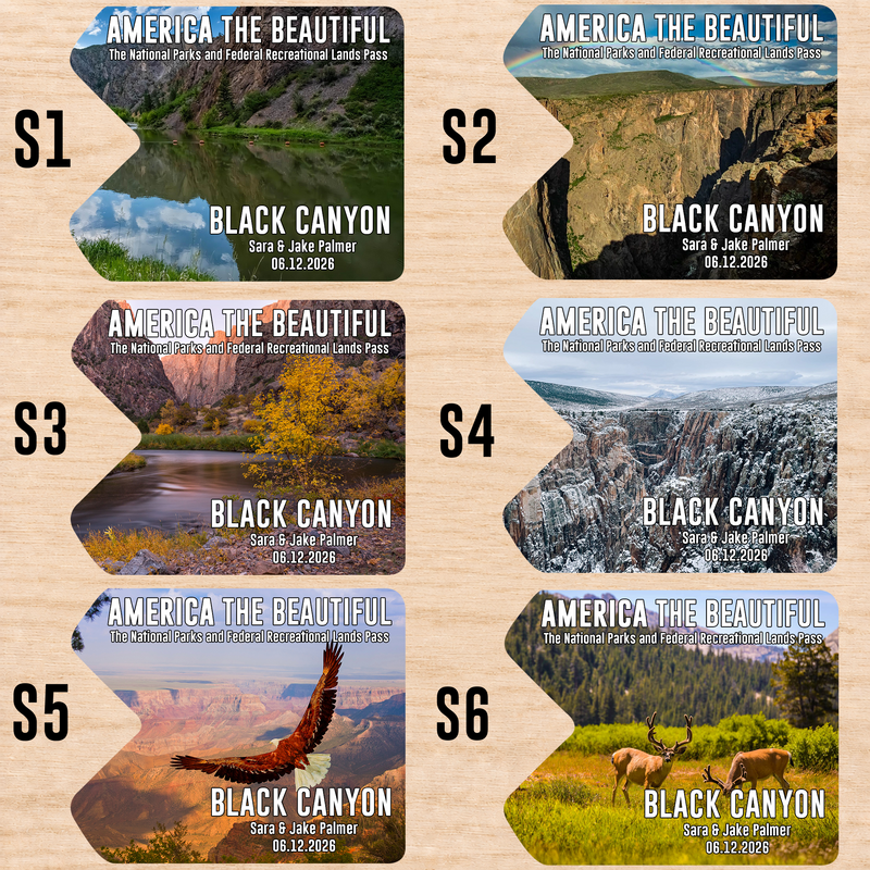 Pack 6 Black Cayon National Park Pass Sleeves – Landscapes & Animals | Gift for Hikers & Travel Lovers