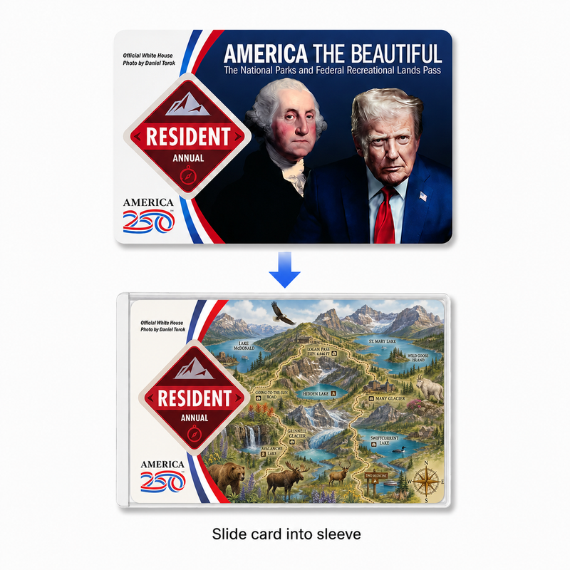 Glacier Map National Park Pass Sleeve | Gift For Hikers & Travel Lovers | Pass Protector
