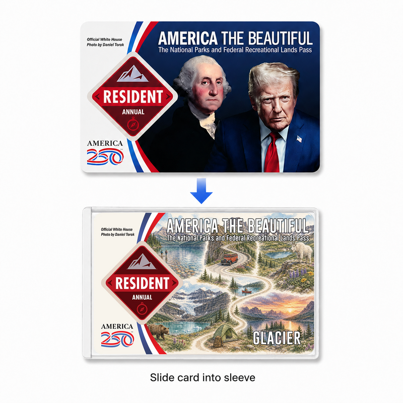 Glacier Map National Park Pass Sleeve – America the Beautiful Card Cover for Hikers & Travel Lovers