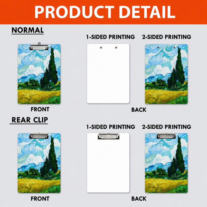Acrylic Paper Clipboard Van Gogh Vintage for Teachers | Durable Clear Clipboard for Office & School Supplies