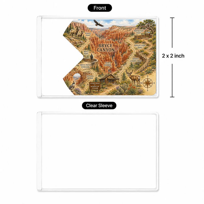 Bryce Canyon Map National Park Pass Sleeve | Gift for Hikers & Travel Lovers
