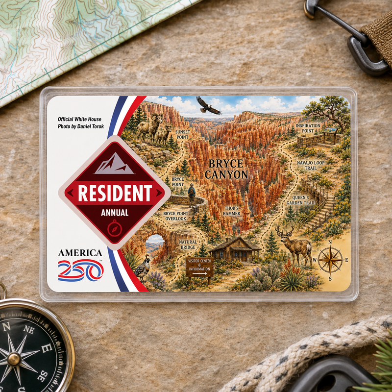 Bryce Canyon Map National Park Pass Sleeve | Gift for Hikers & Travel Lovers