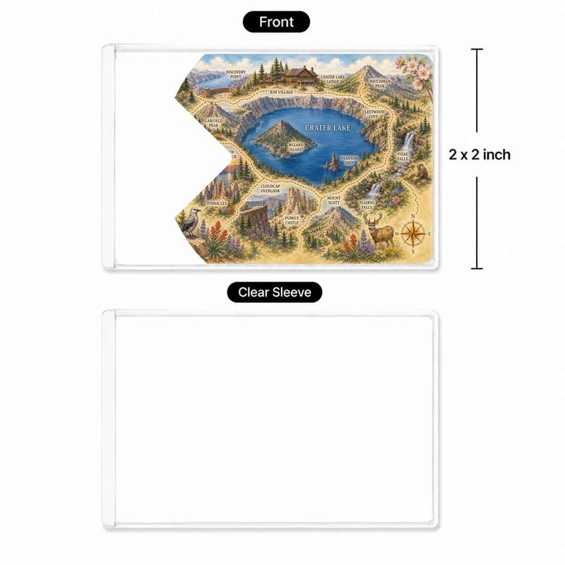Crater Lake Map National Park Pass Sleeve | Gift For Hikers & Travel Lovers